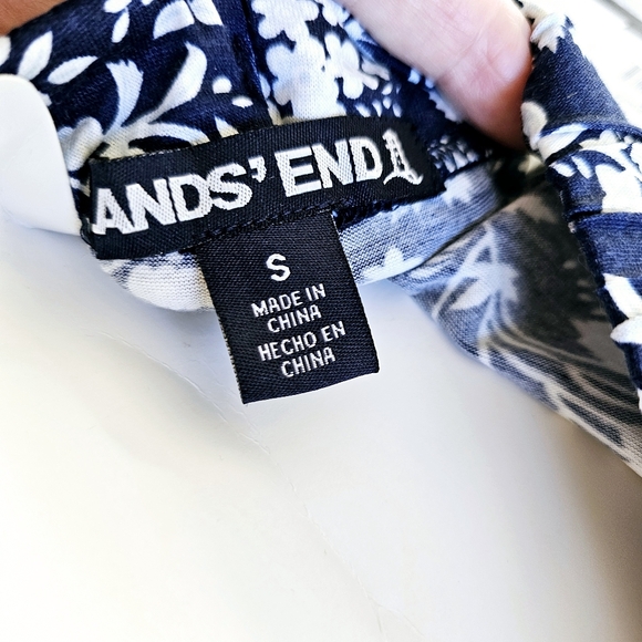 Lands End 2 pc pajama set sz S navy white long sleeve print drawstring pant NWT - Picture 8 of 9